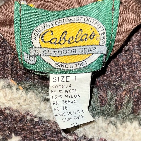 Vintage 90s Cabela's Wool Vest Reversible Sherpa Full Zip Brown Green Size Large - Picture 7 of 7